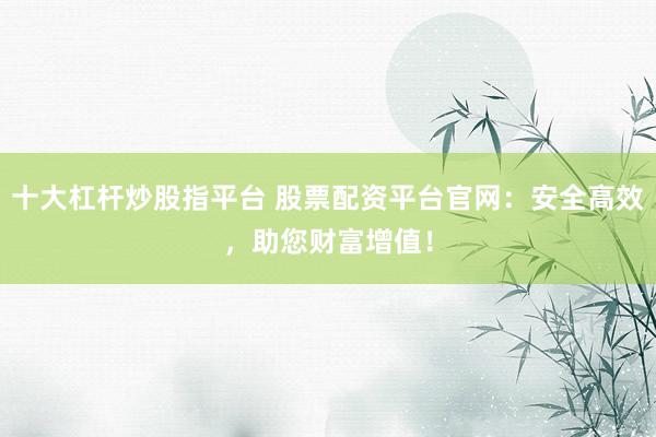 十大杠杆炒股指平台 股票配资平台官网：安全高效，助您财富增值！