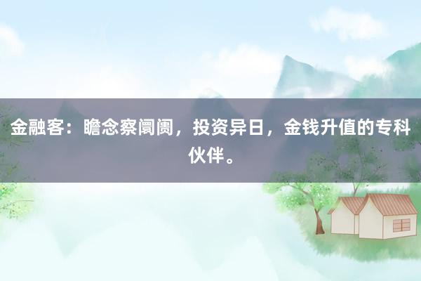 金融客：瞻念察阛阓，投资异日，金钱升值的专科伙伴。