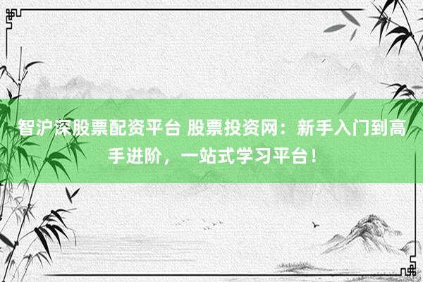 智沪深股票配资平台 股票投资网：新手入门到高手进阶，一站式学习平台！